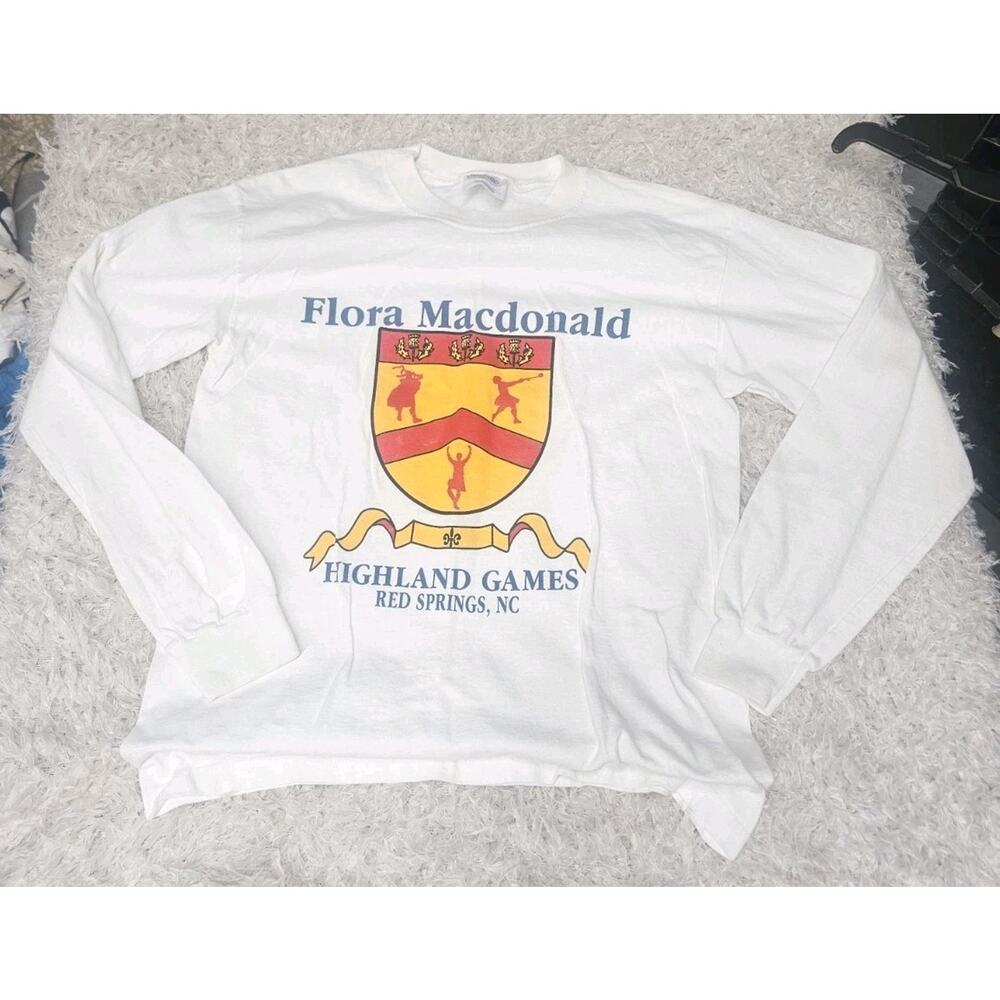 Vintage Hanes Heavyweight Flora Macdonald Highland Games Graphic Shirt Youth L